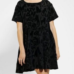 Lazy Oaf Cat Velvet Babydoll Dress